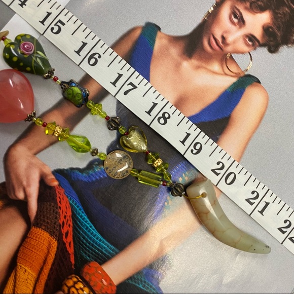 Boho Bold Mixed Chunky Bright Necklace 22" Rare - Picture 6 of 9
